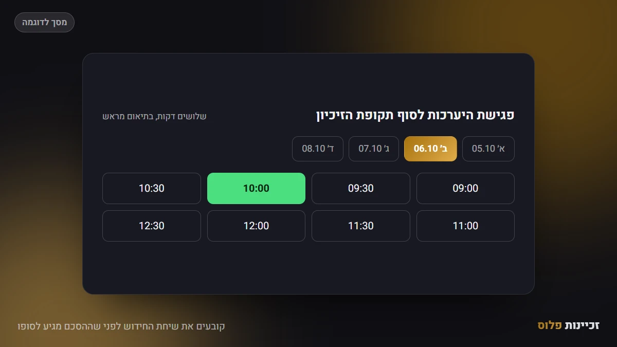קובעים את שיחת החידוש לפני שההסכם מגיע לסופו